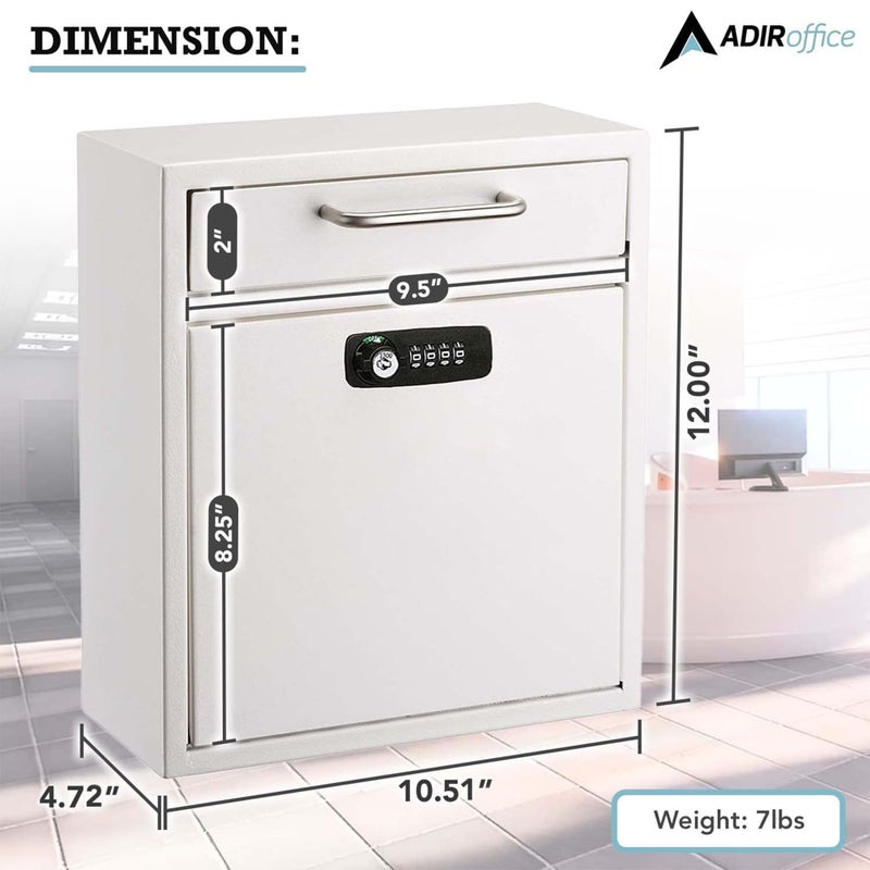 AdirOffice Ultimate Drop Box Wall-Mounted Mailbox - Hanging Secured Postbox - Durable Spacious Key or Combination Lock Box Perfect for After Hours Deposits Payments Key and Letter Drop - Image 5